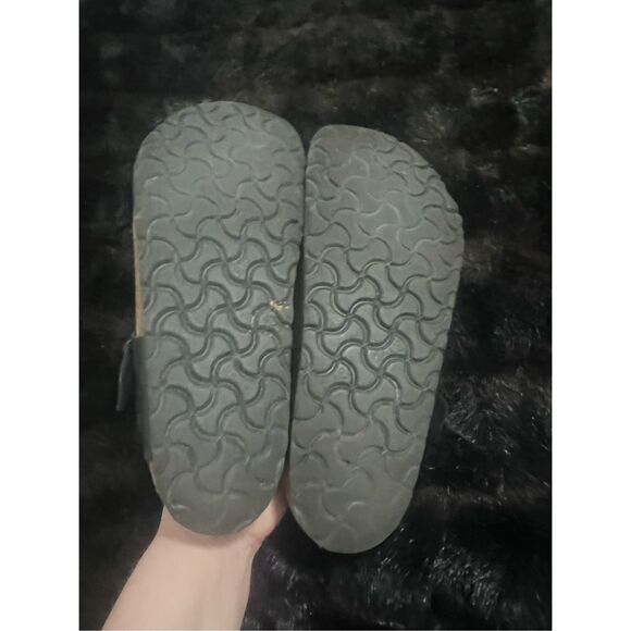 Birkenstock Size 7.5 38 Gizeh Birko Flor Sandals Black Leather Buckle - Picture 3 of 5